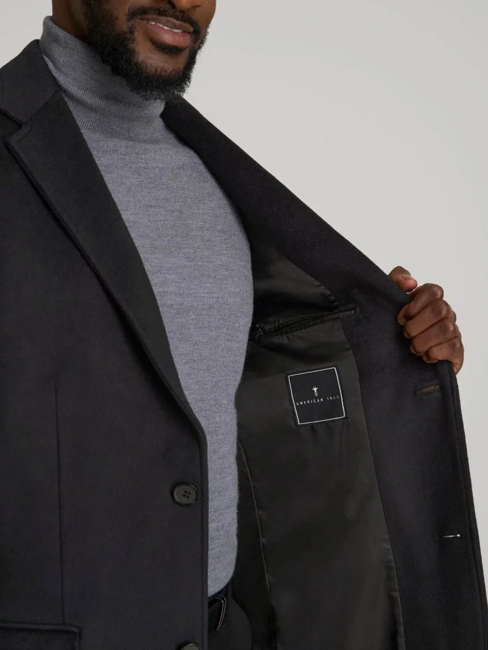 American Tall Wool Coat for Tall Men in Charcoal Size L / Extra Tall